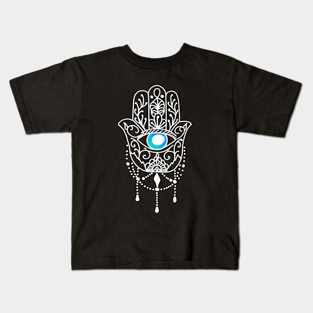 Hamsa Hand Evil Eye Kids T-Shirt by livania